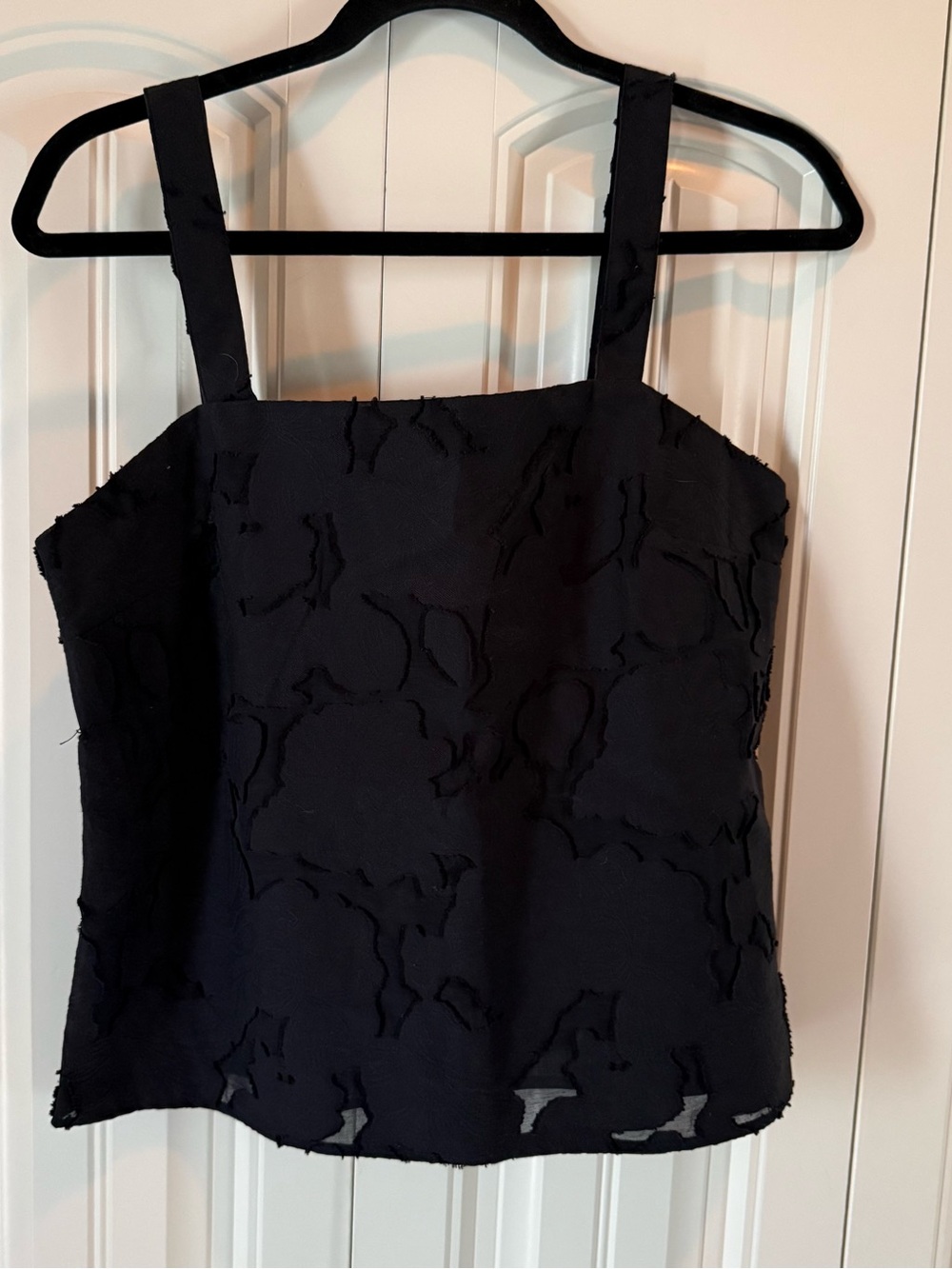 Banana Republic NWT Black Textured Eyelash Jacquard Square Neck Tank Top Small
